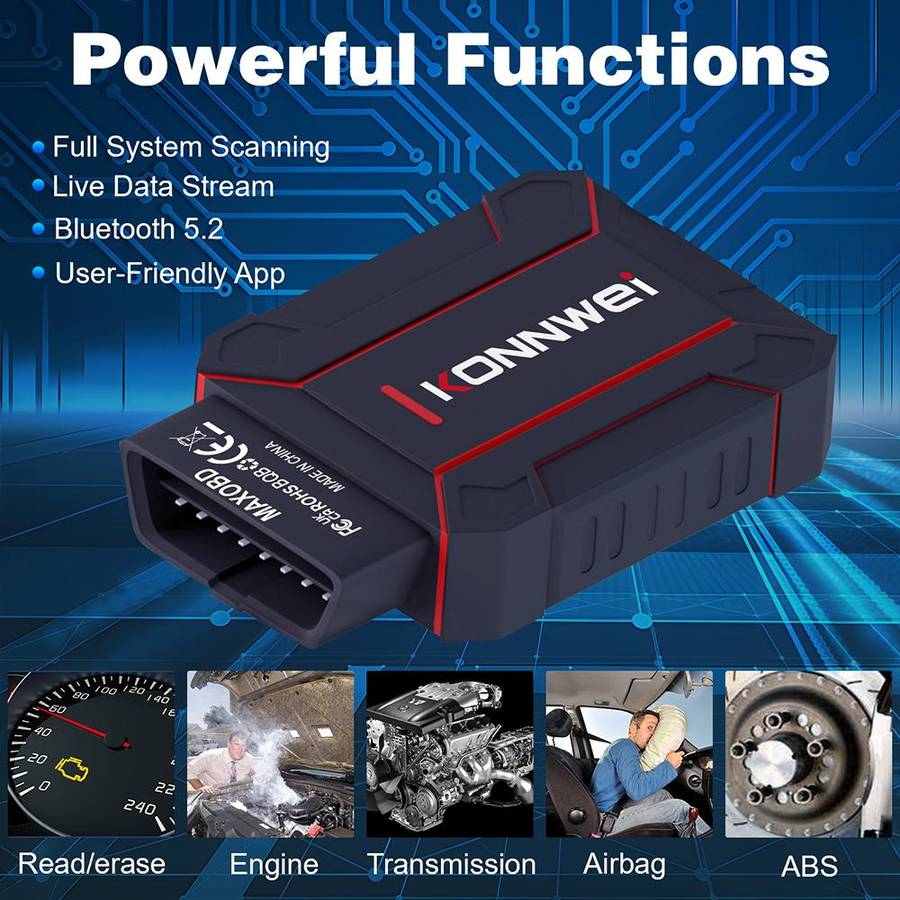 KONNWEI MAXOBD Full Car System Scanner OBD2 Diagnostic Tool Code Read(Black)