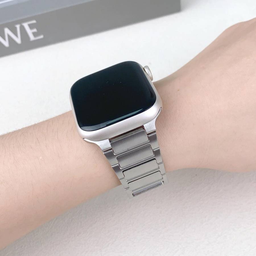 For Apple Watch 42mm / 41mm / 40mm / 38mm Tri-beads Side-detachable Buckle Stainless Steel Watch Ban
