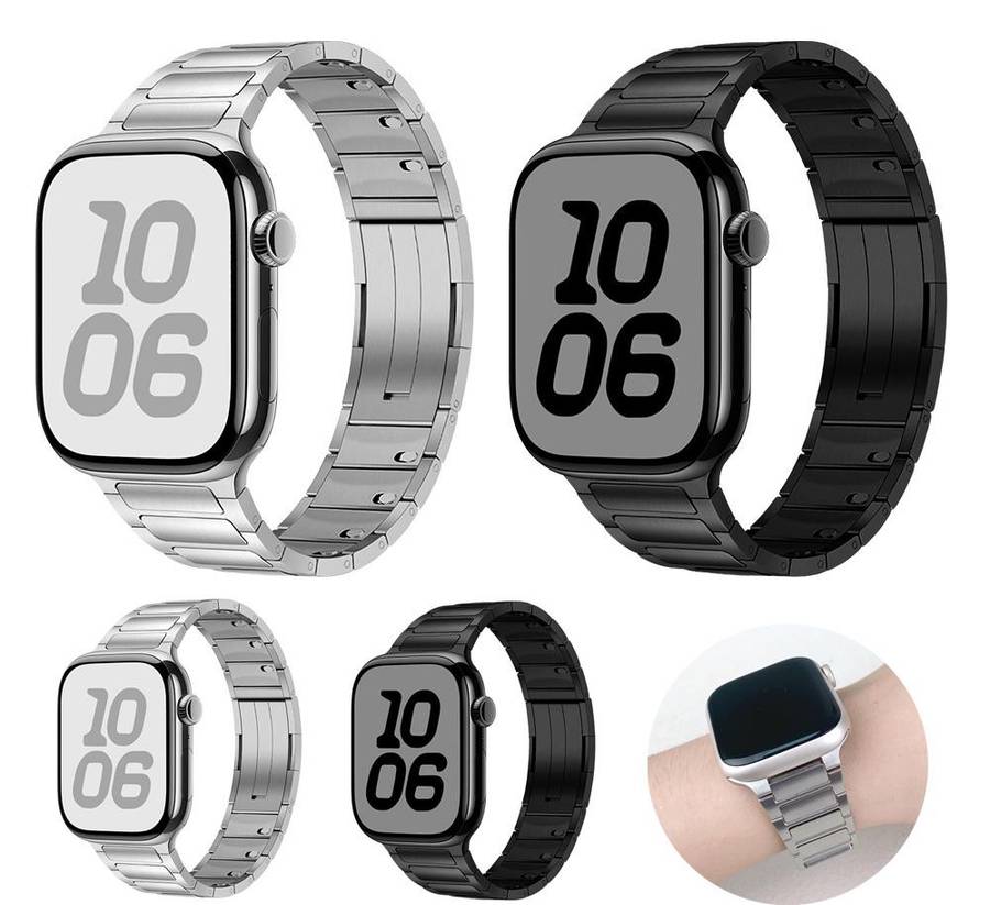 For Apple Watch 42mm / 41mm / 40mm / 38mm Tri-beads Side-detachable Buckle Stainless Steel Watch Ban