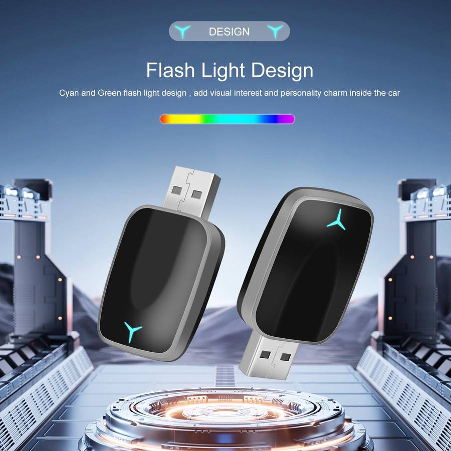 Car CarPlay and Android Auto Wired to Wireless Smart Box Adapter with Type-C Converter(Pink)