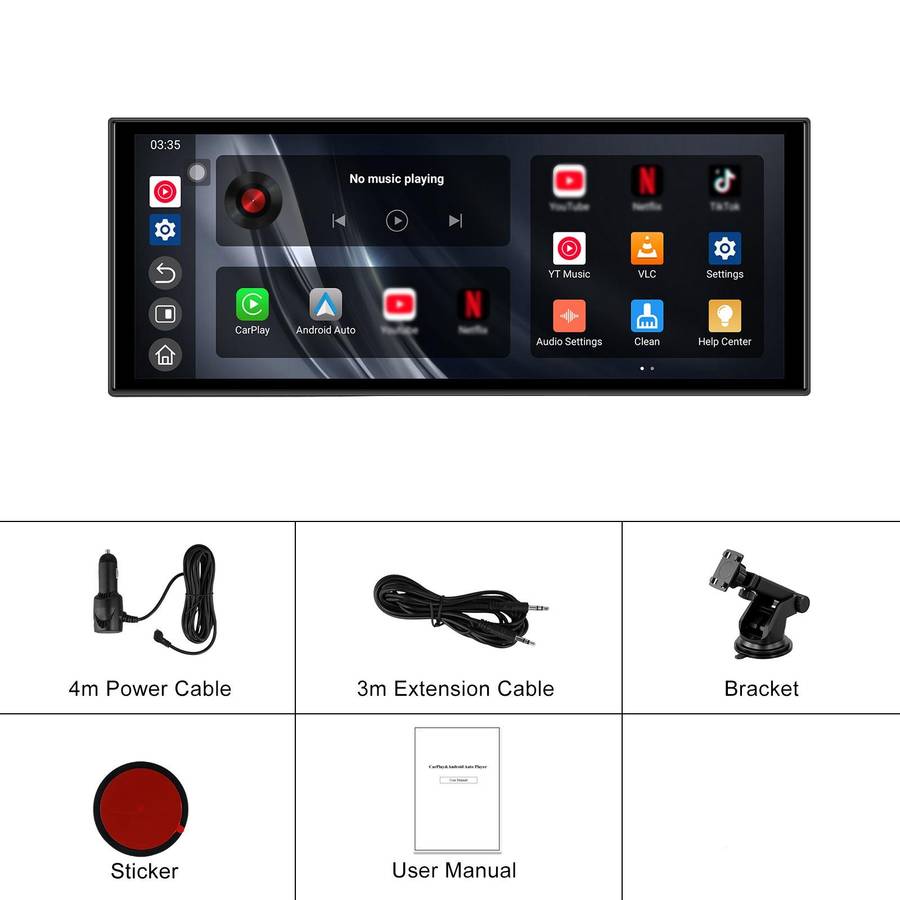 10.25 inch Android 15 2G+32G Car Reversing Display Monitor Screen Without Rear View Camera WiFi Vers