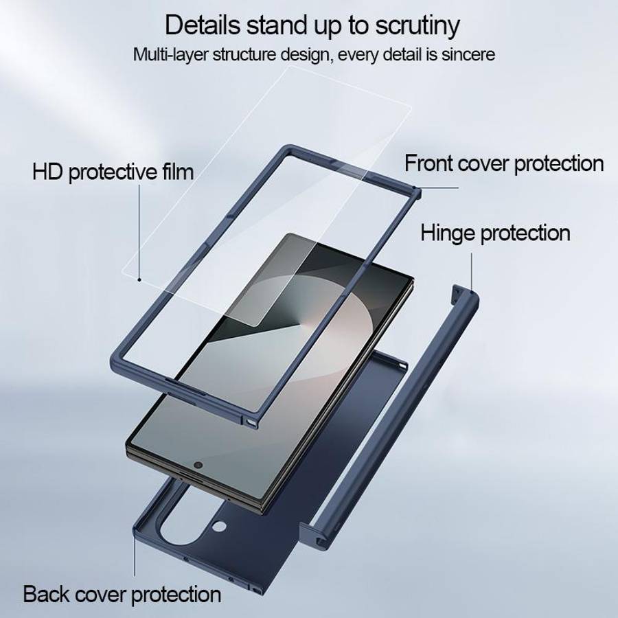 For Samsung Galaxy Z Fold7 5G Integrated Pen Slot Hinge Folding Phone Case, No Stylus(Blue)