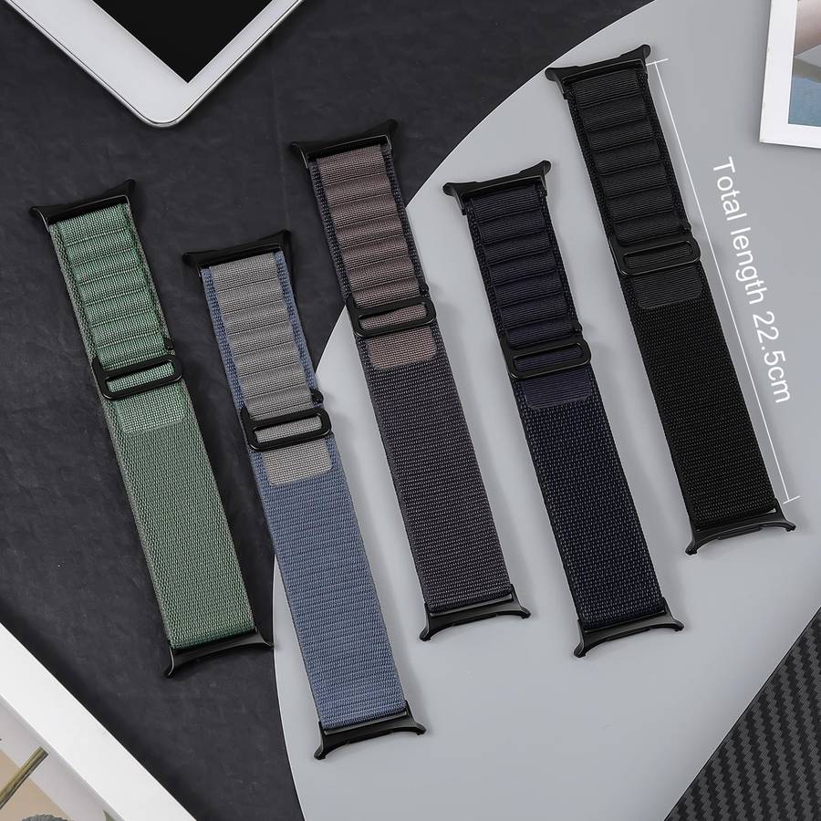 For Samsung Galaxy Watch Ultra 47mm xDfind Black Buckle Loop Nylon Watch Band(Midnight Blue)