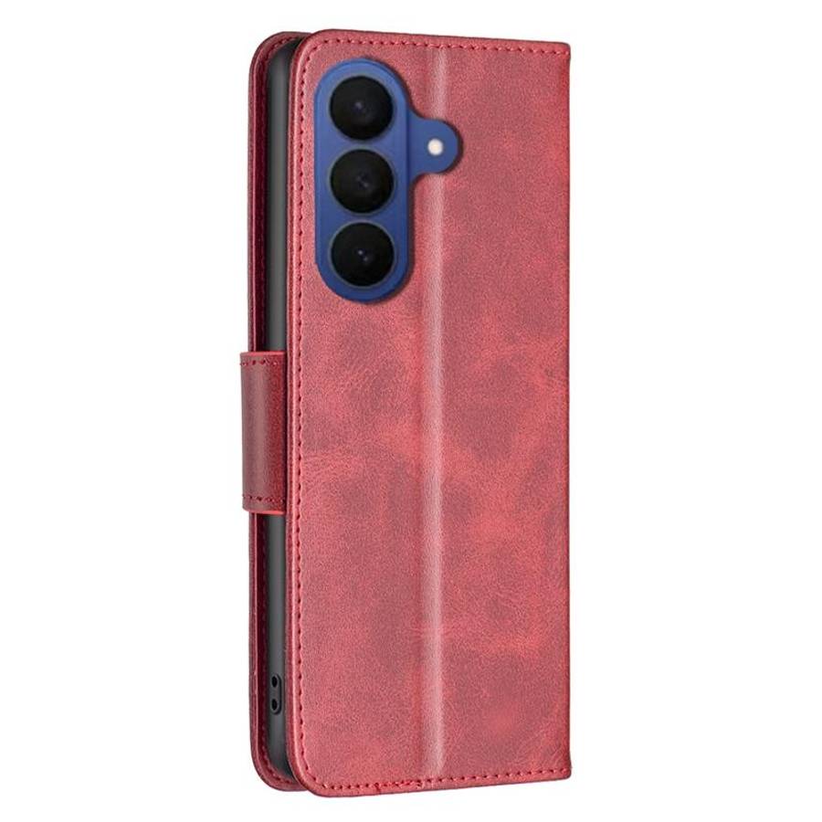 For Samsung Galaxy S26 5G Lambskin Texture Pure Color Flip Leather Phone Case(Red)