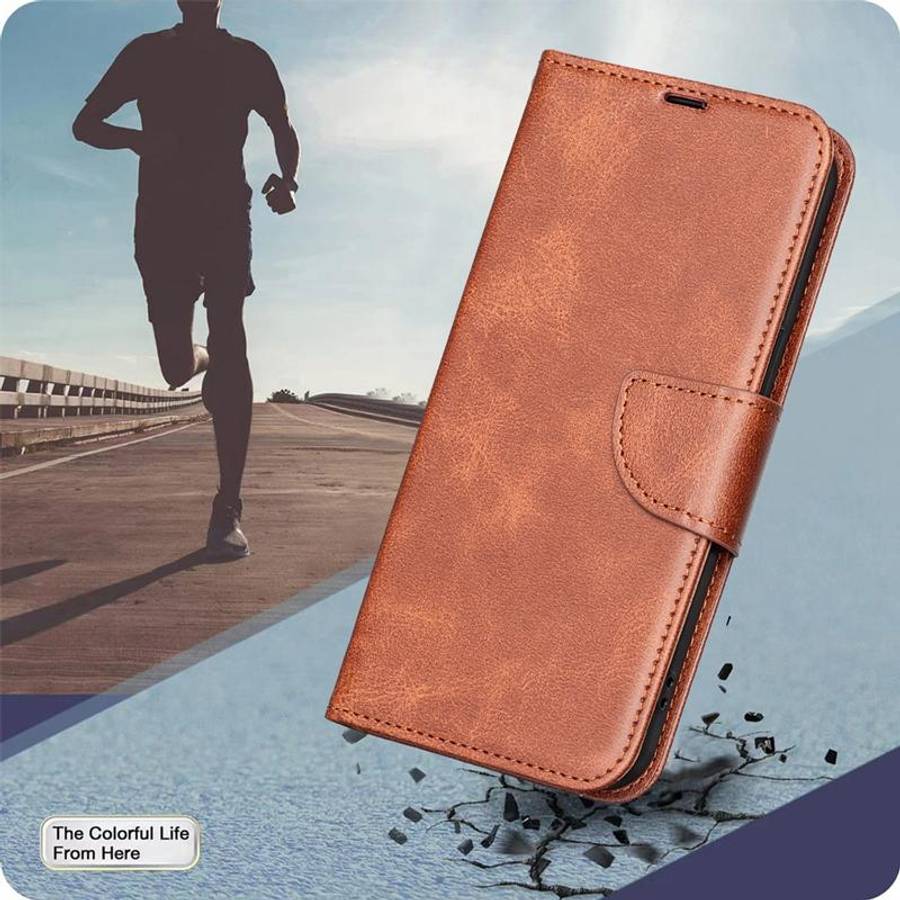 For Samsung Galaxy S26 5G Lambskin Texture Pure Color Flip Leather Phone Case(Brown)