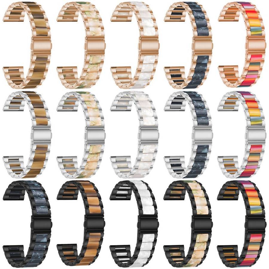 20mm xDfind Three Beads Metal Resin Watch Band(Rose Gold Blue)