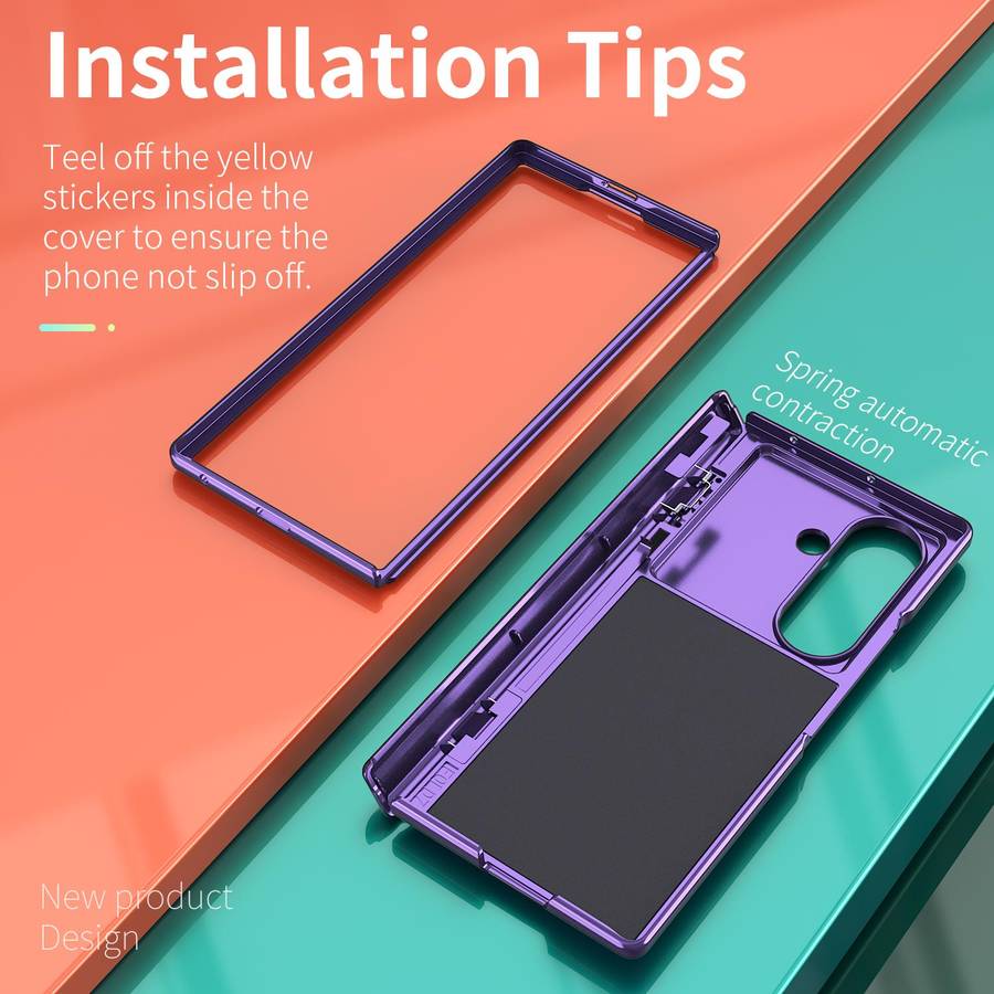 For Samsung Galaxy Z Fold7 5G Kalebol Sliding Window Hinge Phone Case with Ring Stand(Purple)