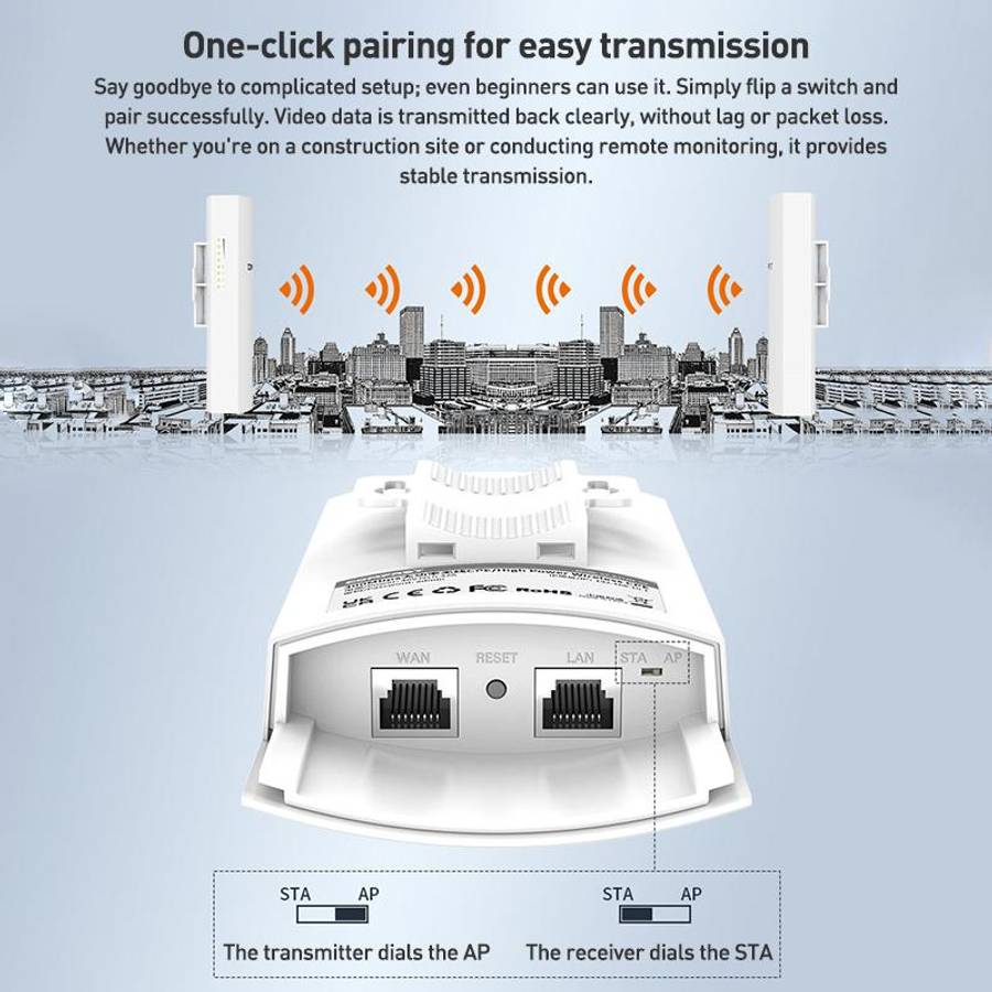 COMFAST CF-E113A V2 5.8GHz 300Mbps 11dBi Monitoring Bridge WiFi Repeater Set, Plug:AU Plug(White)