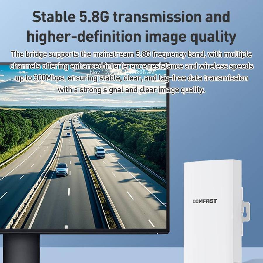 COMFAST CF-E113A V2 5.8GHz 300Mbps 11dBi Monitoring Bridge WiFi Repeater Set, Plug:AU Plug(White)