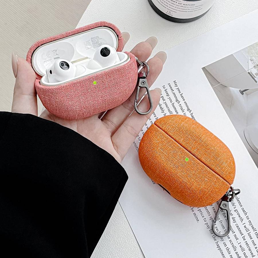 For Huawei FreeBuds Pro 4 Fine Cloth Earphone Case with Hook(Grass Green)