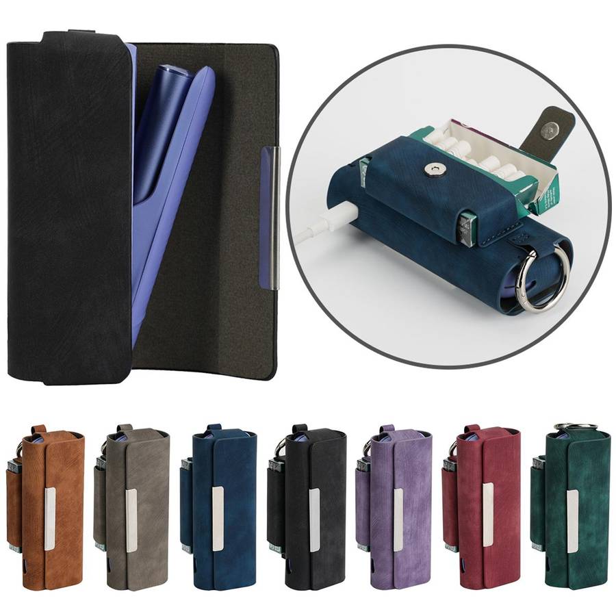 For IQOS ILUMA / ILUMA i Frosted Retro Pattern Electronic Cigarette and Cigarette Stor ... (Brown)