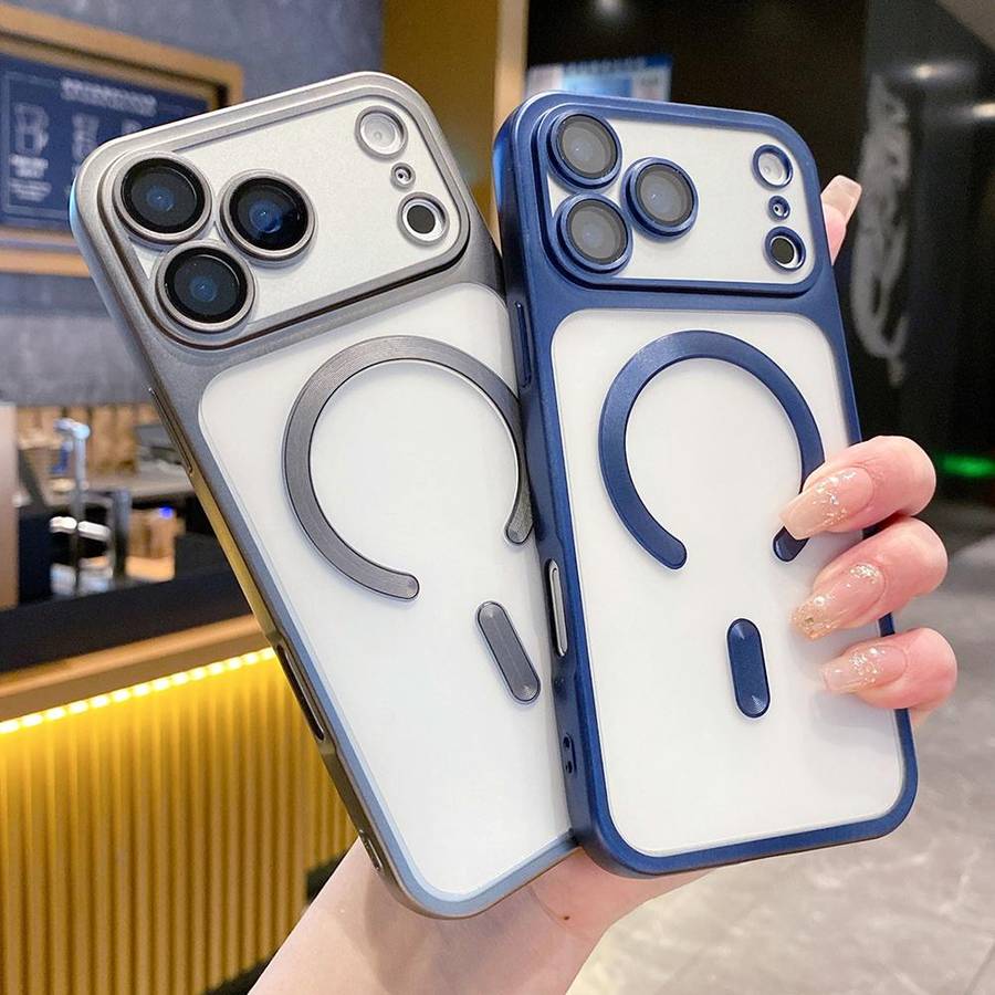 For iPhone 15 Pro Max Change to 17 Series Magnetic MagSafe Frosted TPU Phone Case(Blue)