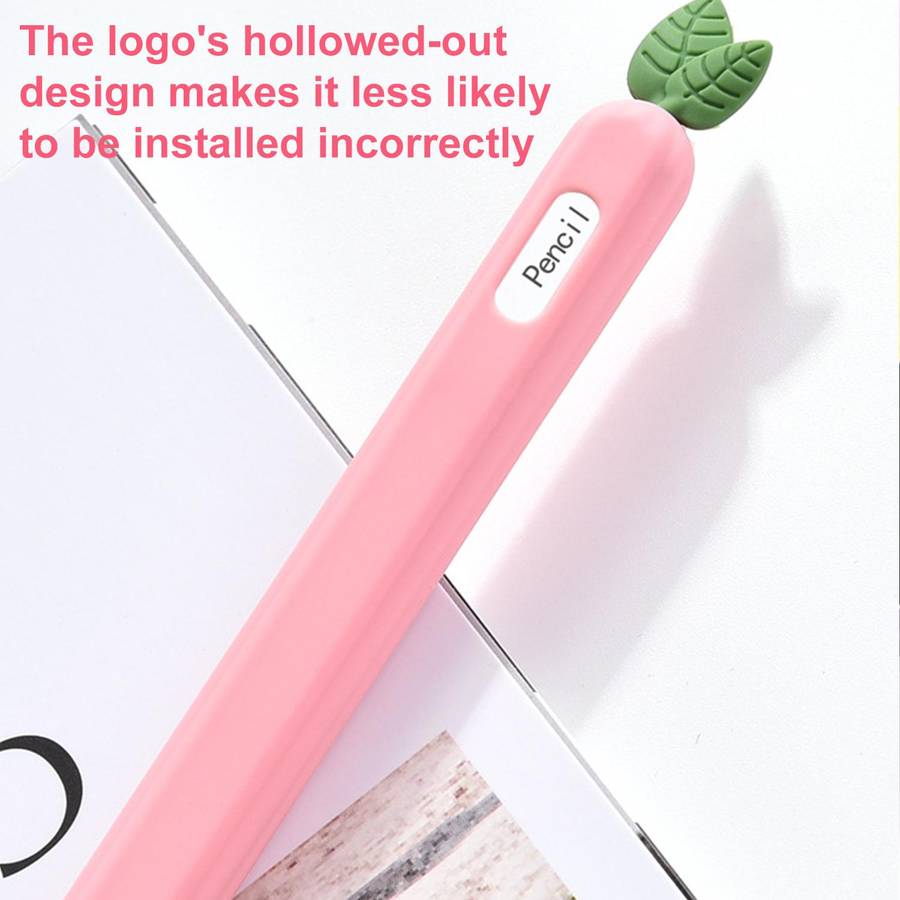 For Apple Pencil Pro / 2 XDcase Fruit & Veggie Anti-Slip Silicone Stylus Pen Sleeve(Peach)