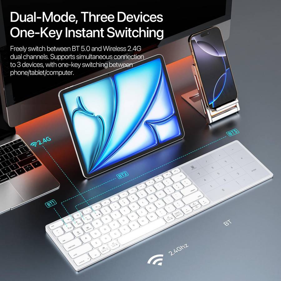 DUX DUCIS LK Pro Series Universal Dual-Mode Aluminum Alloy Wireless Keyboard With Touch Digital Pane