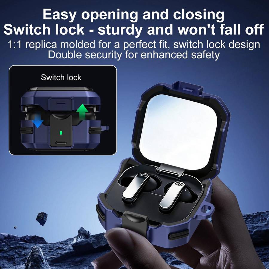 For Samsung Galaxy Buds 4 / 4 Pro Thunder Armor Anti-fall Earphones Protective Cover w ... (Black)