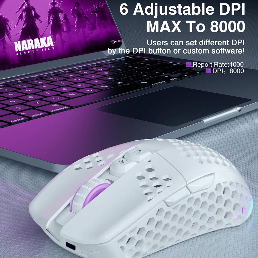SOLAKAKA SM600 Hollowed Out RGB Tri-mode Wireless Gaming Mouse(White)