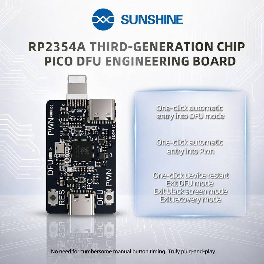 SUNSHINE RP2354A Third-Generation Chip PICO DFU Engineering Board for iPhone XR-11 Pro Max