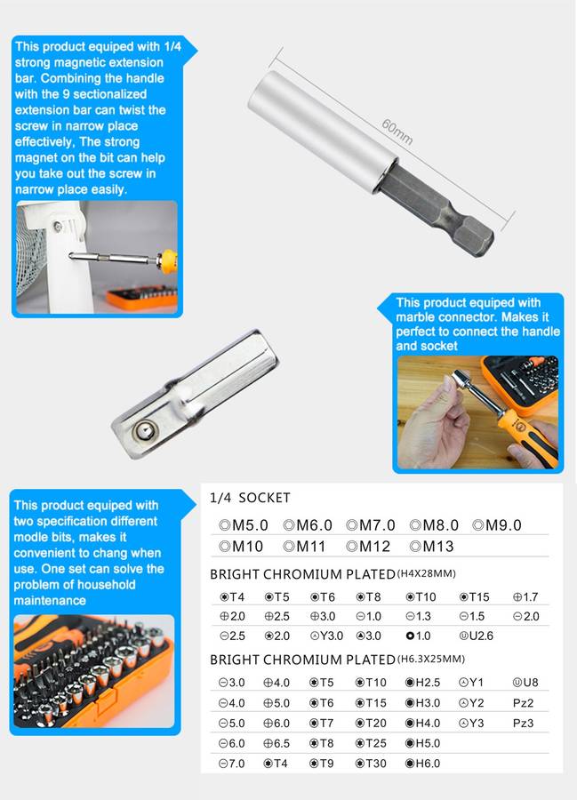 JAKEMY JM-6098 66 in 1 Professional Screwdriver Repair Tool Set