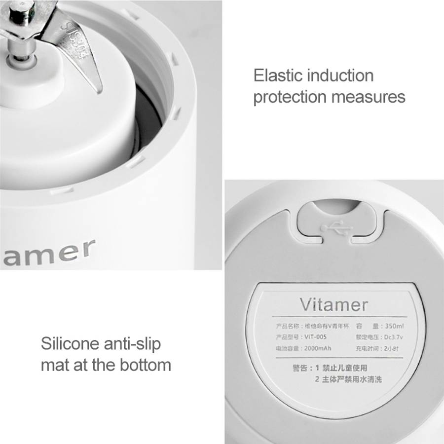 Vitamer USB Mini Portable Juicer Juice Blender Lemon Fruit Squeezers Reamers Bottle (White)