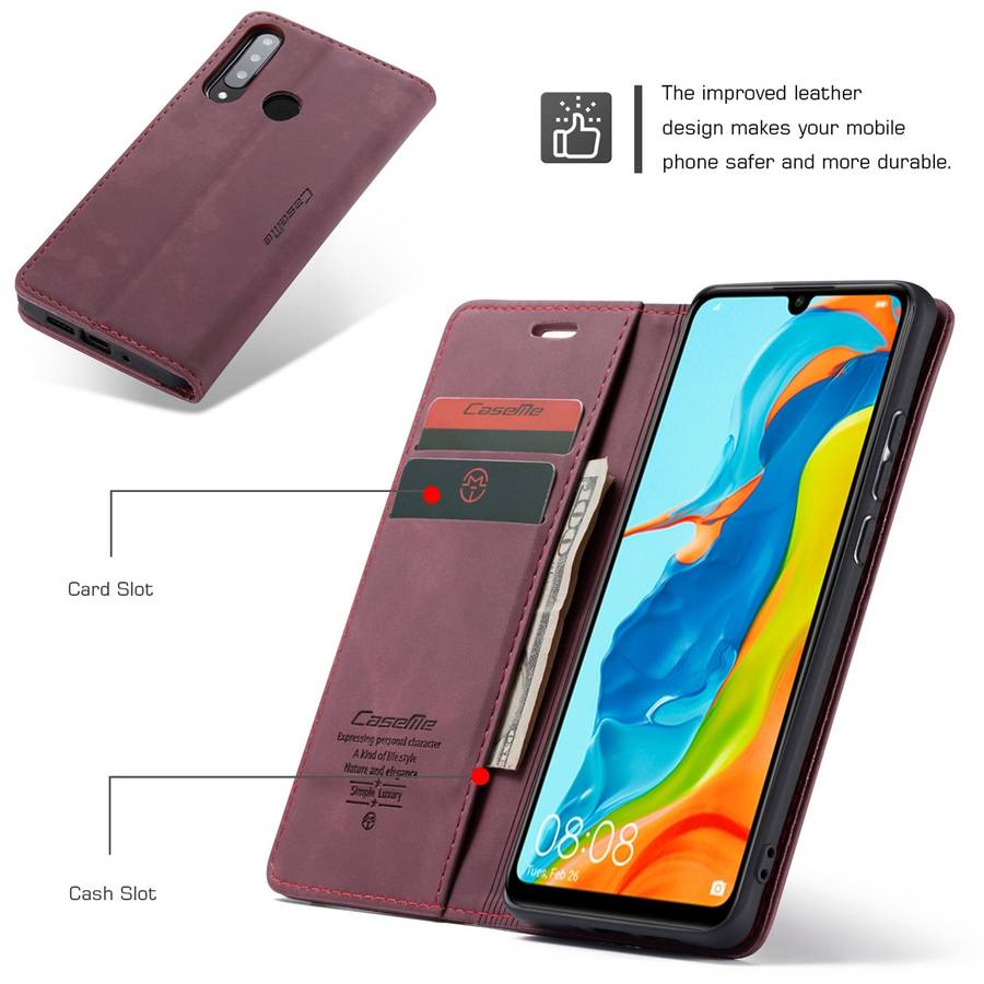 CaseMe-013 Multifunctional Retro Frosted Horizontal Flip Leather Case for Huawei P3 ... (Wine Red)