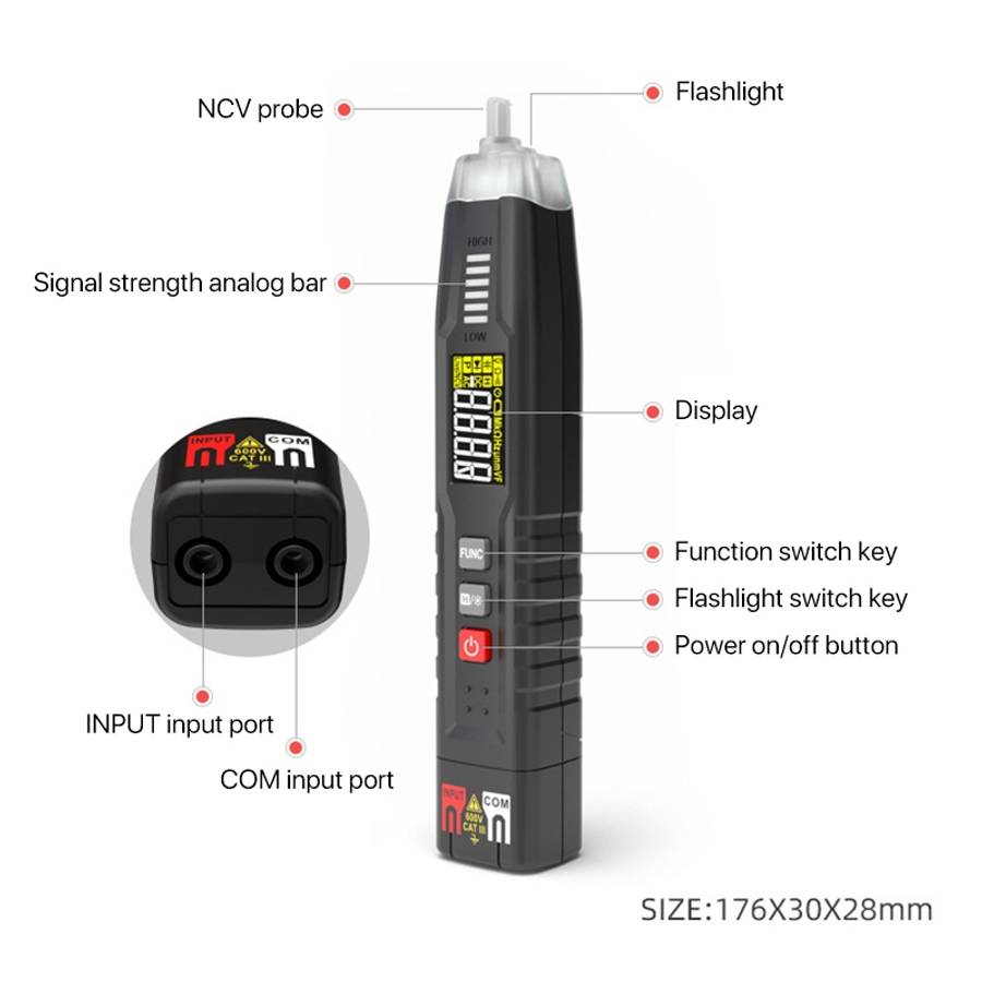 HABOTEST HT122 Multi-function Phase Sequence Digital Multimeter Smart Electricity Test Pen