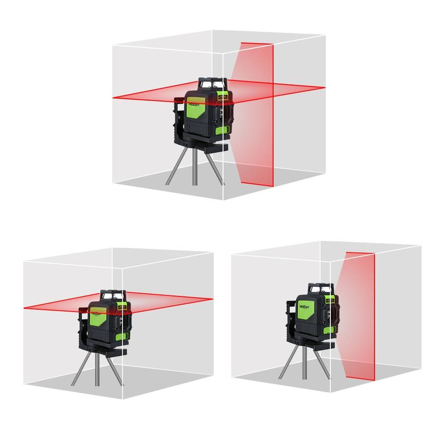901CR H360 Degrees / V130 Degrees Laser Level Covering Walls and Floors 5 Line Red Beam IP54 Water /