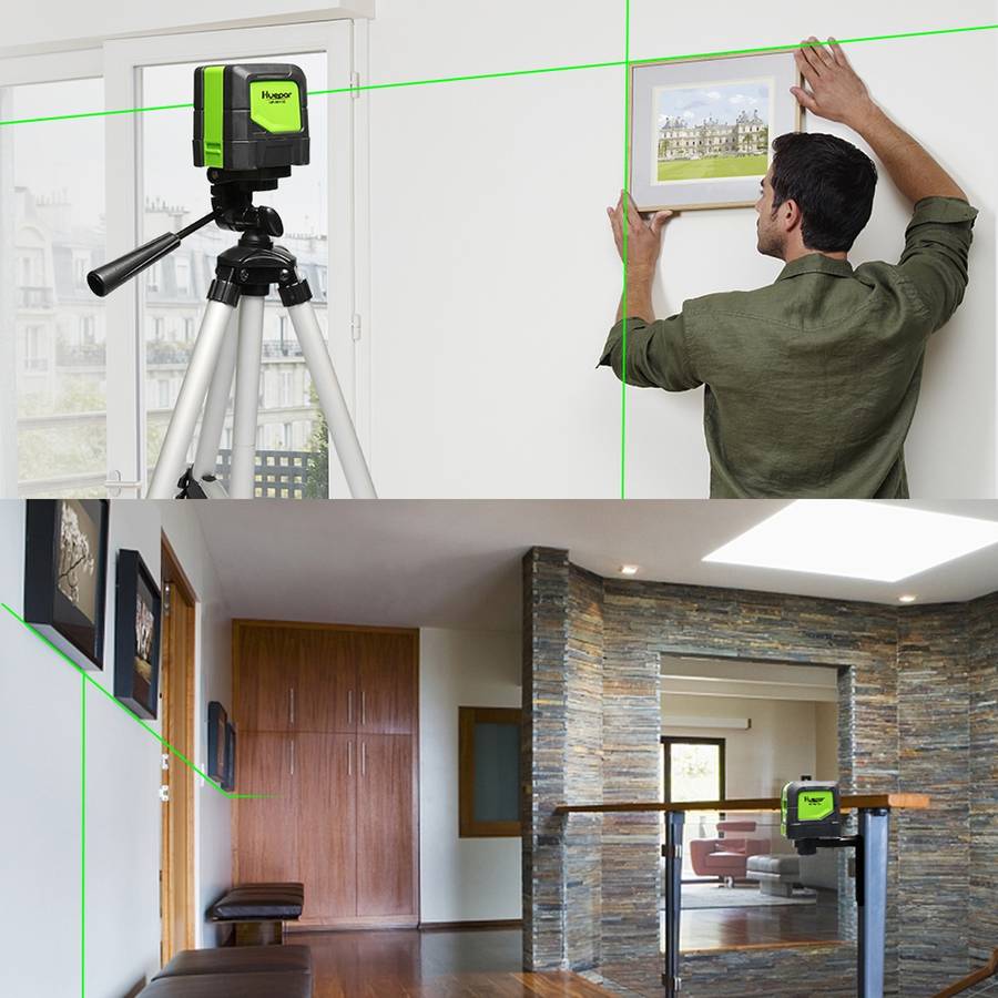 9011G 1V1H 15mW 2 Line Green Beam Laser Level Covering Walls and Floors(Green)