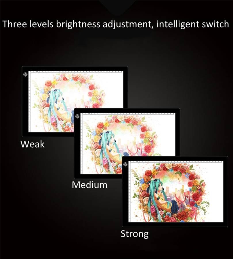 A4 Size 5W 5V LED Three Level of Brightness Dimmable Acrylic Copy Boards for Anime Sketch Drawing