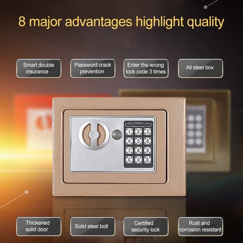 17E Home Mini Electronic Security Lock Box Wall Cabinet Safety Box without Coin-operated Function(B