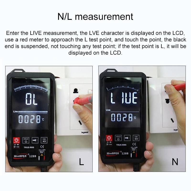 HY128B Reverse Display Screen Ultra-thin Touch Smart Digital Multimeter Fully Automatic High Precisi