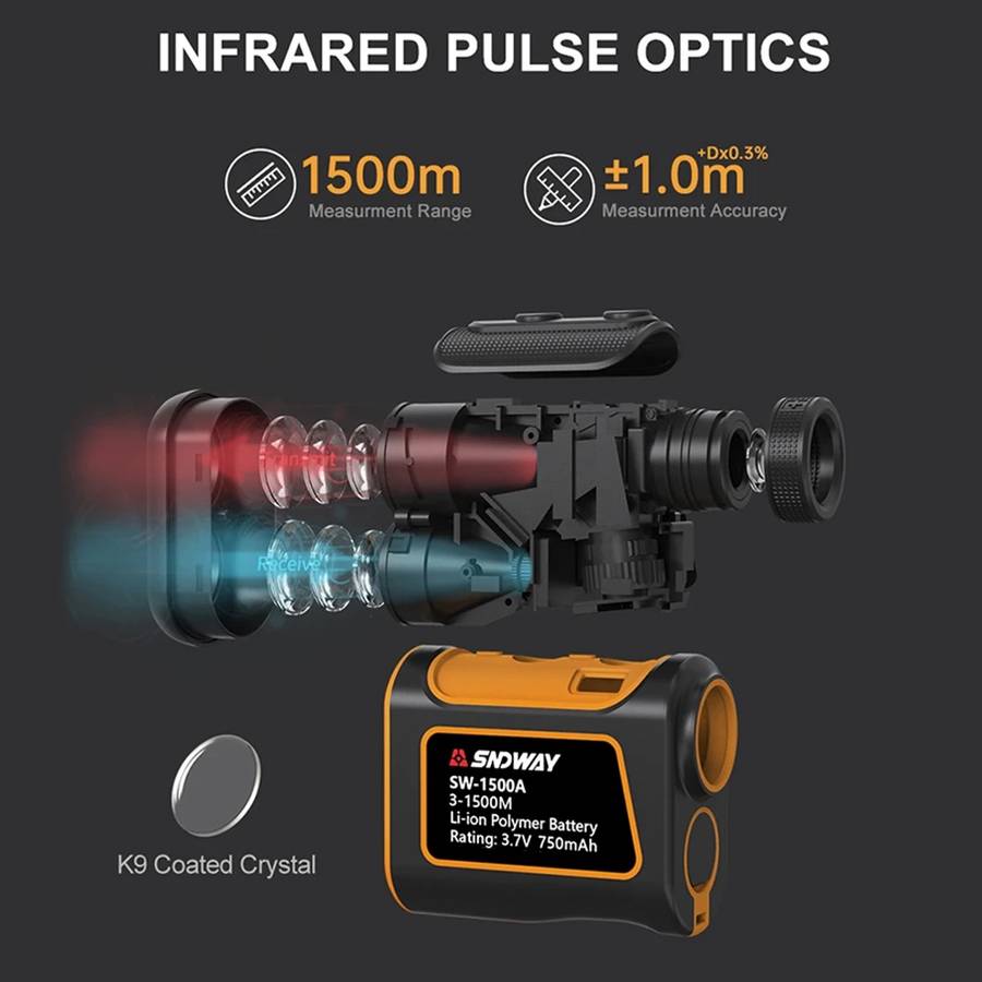 SNDWAY SW1000A Handheld Outdoor Waterproof Telescope Range Finder Distance Measurer, 1000m