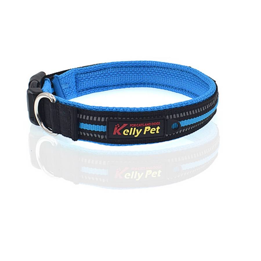 Pet Dogs Polyester Reflective Breathable Pets Collar Traction Lead Leash, Size: M, 2.5*42*47cm (Blue