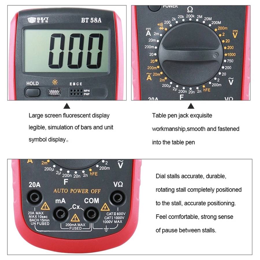 Repair Tools for Mobile & Tablet, BEST-58A Multi Function Digital Multimeter