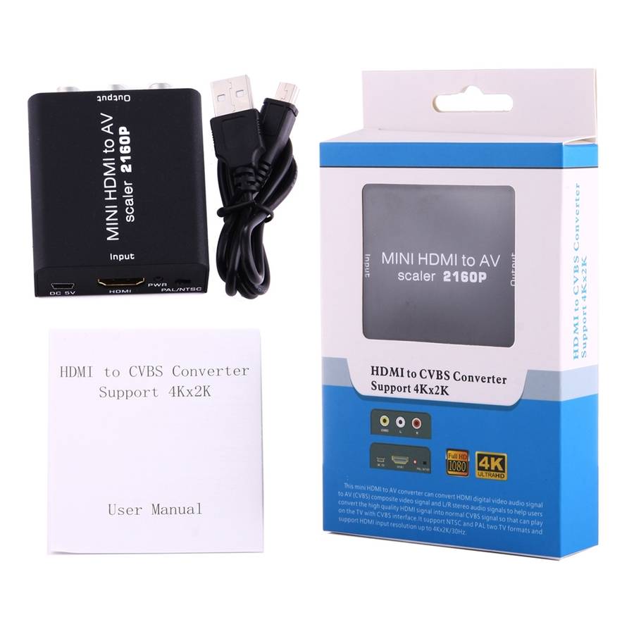 Mini HDMI to AV / CVBS Composite Video Signal Converter(Black)