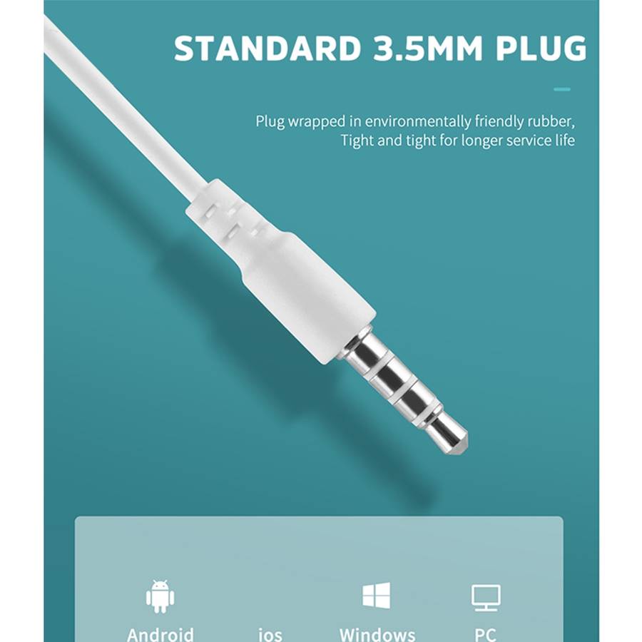KIVEE KV-MT37 3.5mm Jack Wire-controlled Wired Music Earphone, Supports Calls, Cable L ... (White)