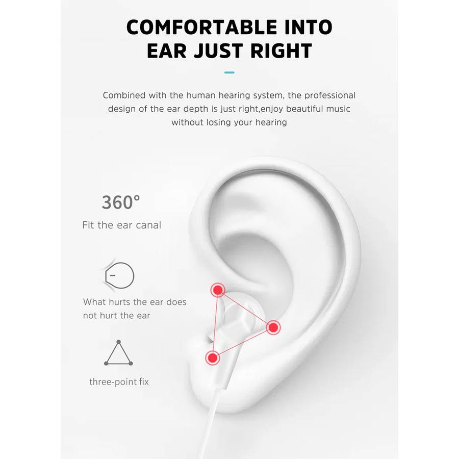 KIVEE KV-MT50 3.5mm Jack Wire-controlled Wired Music Earphone, Supports Calls, Cable L ... (White)