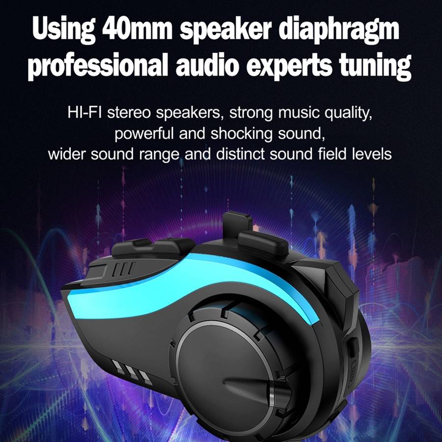 Hysnox HY-02 Bluetooth 5.0 Motorcycle Helmet Headset 2000M 6 Riders Intercom Headset (Gold)