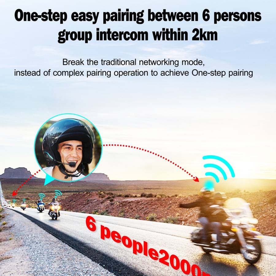 Hysnox HY-02 Bluetooth 5.0 Motorcycle Helmet Headset 2000M 6 Riders Intercom Headset (Gold)