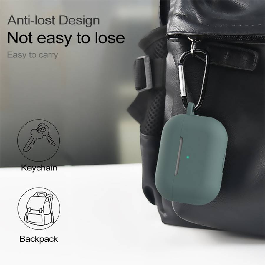 For AirPods Pro Silicone Earphone Protective Case + Hook + Anti-lost Rope 3 in 1 Set(Blue)