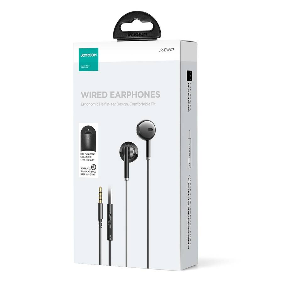 JOYROOM JR-EW07 3.5mm Wire-controlled Half In-ear Gaming Earphone with Microphone (Black)