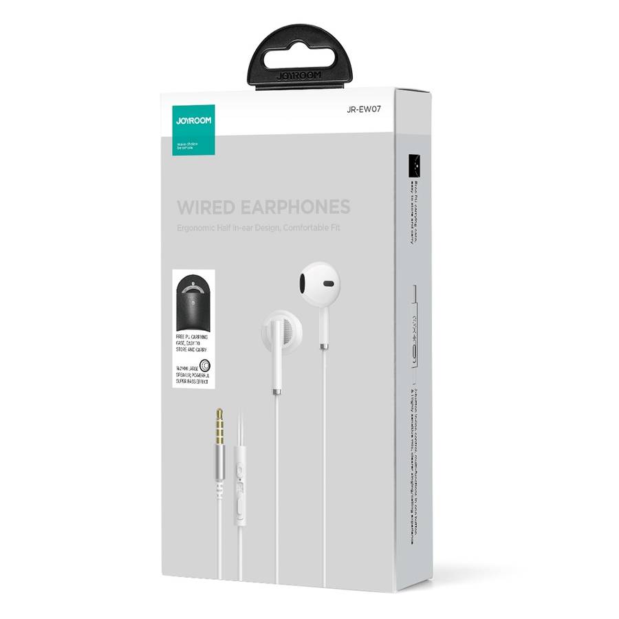 JOYROOM JR-EW07 3.5mm Wire-controlled Half In-ear Gaming Earphone with Microphone (White)