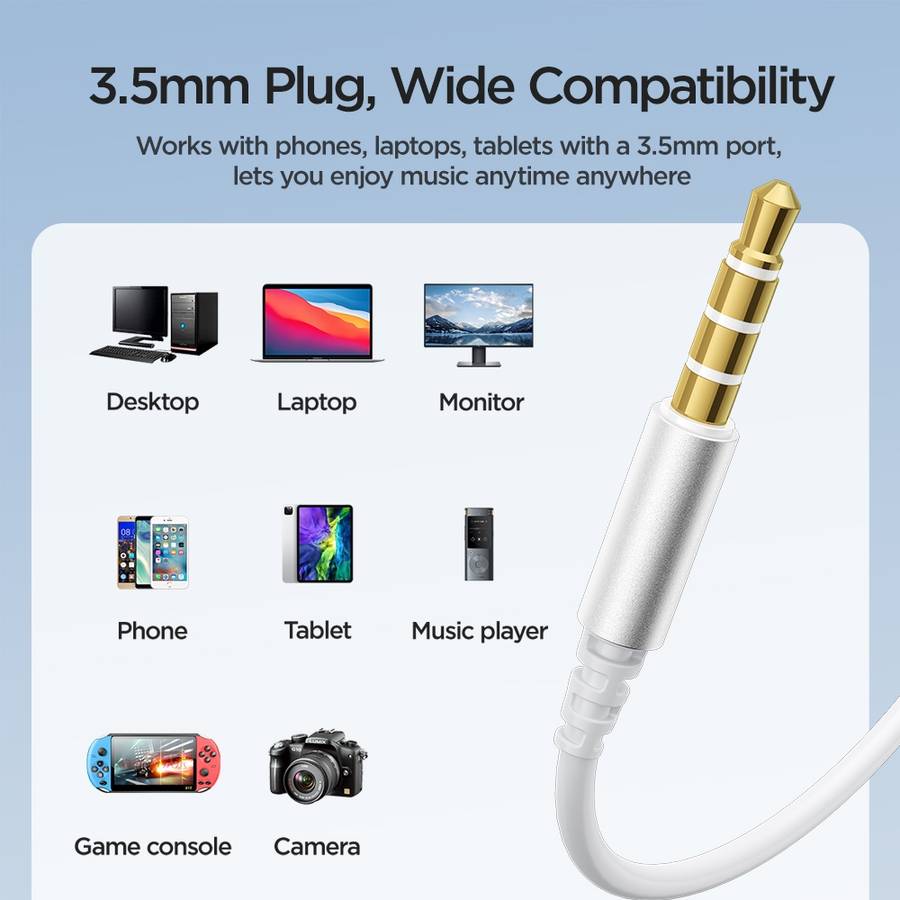 JOYROOM JR-EW07 3.5mm Wire-controlled Half In-ear Gaming Earphone with Microphone (White)