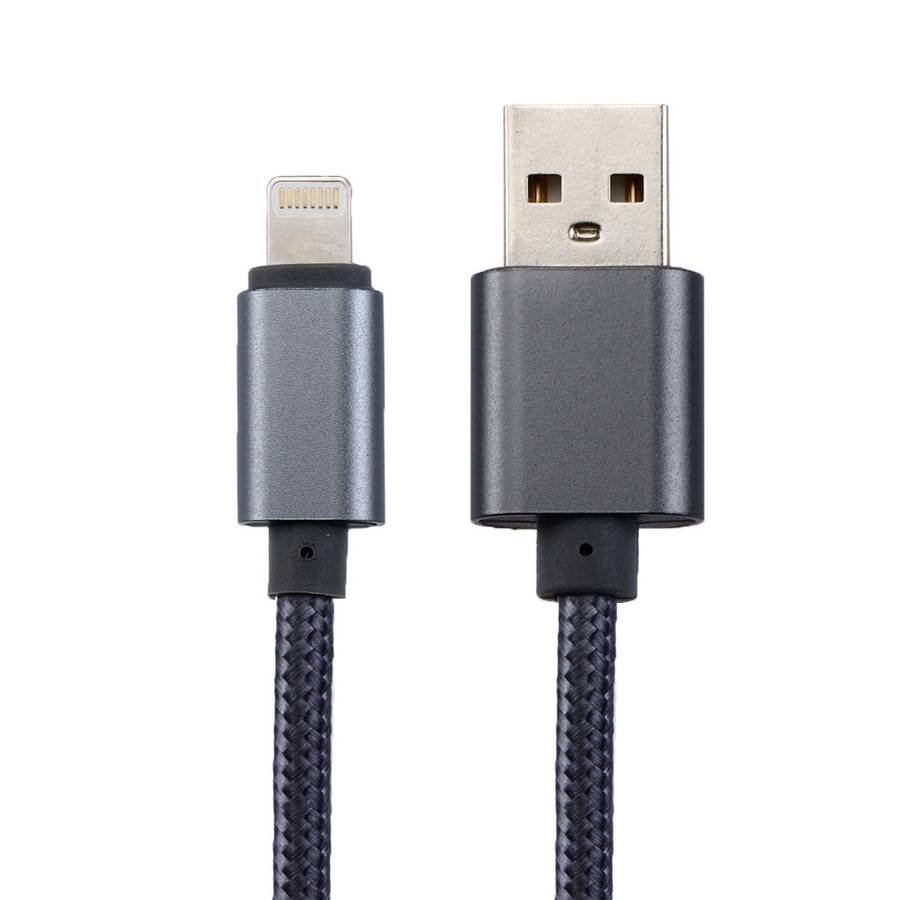 2m Woven Style Metal Head 84 Cores 8 Pin to USB 2.0 Data / Charger Cable(Grey)