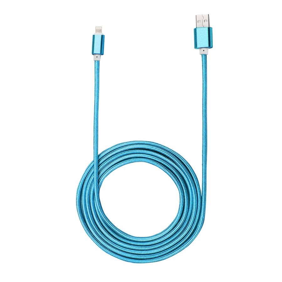 2m Woven Style Metal Head 84 Cores 8 Pin to USB 2.0 Data / Charger Cable(Blue)