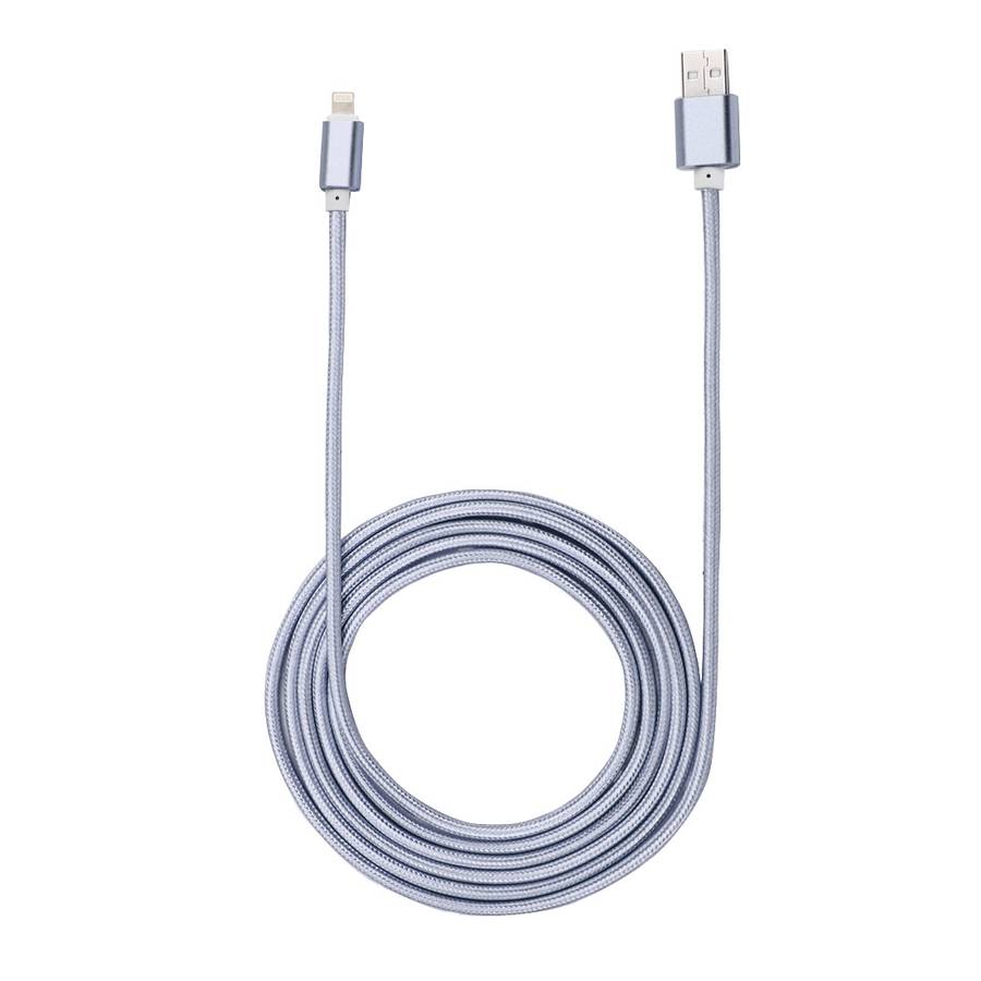 2m Woven Style Metal Head 84 Cores 8 Pin to USB 2.0 Data / Charger Cable(Silver)