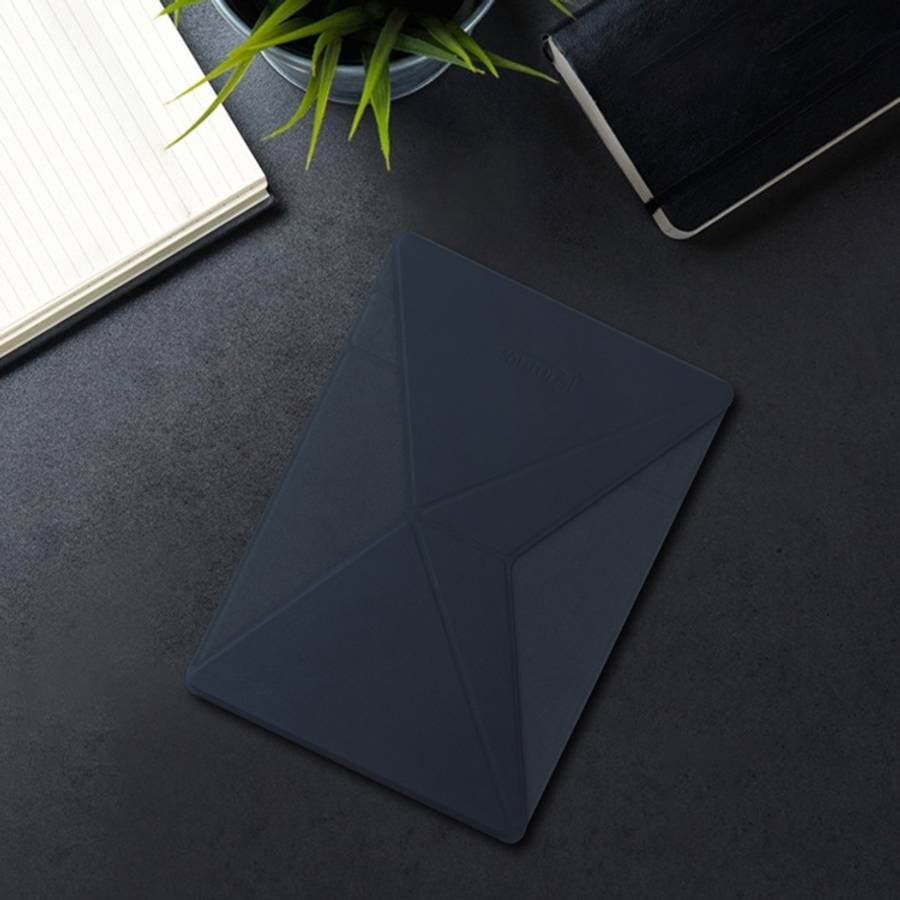 Mutural For iPad 9.7 inch-12.9 inch PU Leather Angle Adjustable Adhesive Tablet PC Invi ... (Blue)