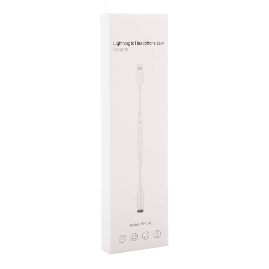 MH020 8 Pin to 3.5mm Headphone Jack Adapter Support Self-timer / Song / Line Control (White)