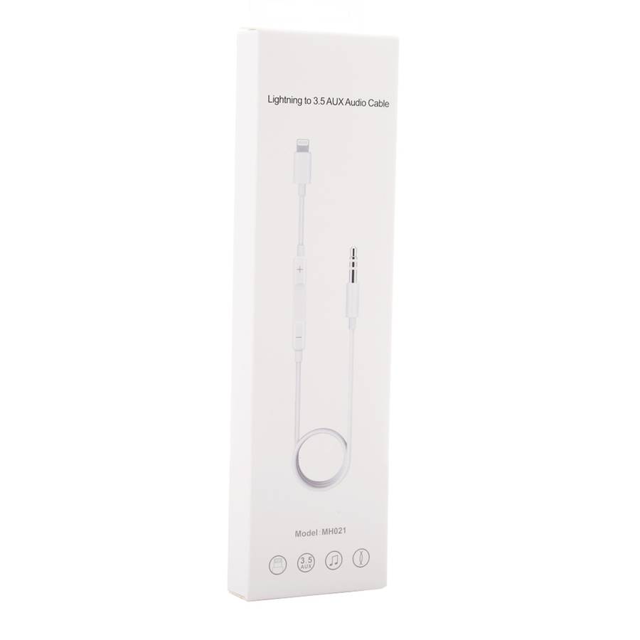 MH021 1m 8 Pin to 3.5mm AUX Audio Cable Support Line Control(White)