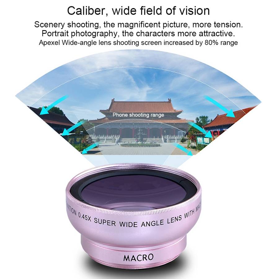 APEXEL APL-0.45WM 2 in 1 Universal 12.5X Macro Lens + 0.45X Wide-angle Lens Kit