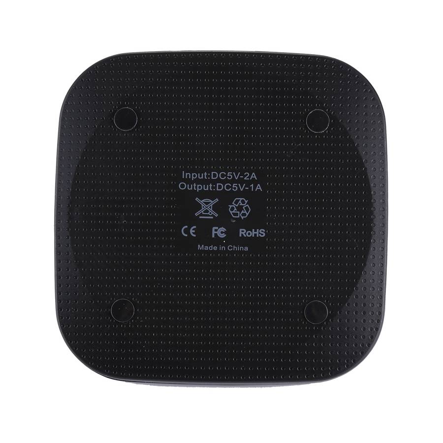 5V 1A Universal Square Qi Standard Fast Wireless Charger with Indicator Light(Black)